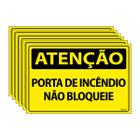 Combo 6 Placas De Sinalização Atenção Porta De Incêndio Não Bloqueie 30x20 Ecom IA - SA2 F9e