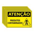 Combo 6 Placas De Sinalização Atenção Produtos Contaminados 30x20 Ecom IA - SA95 F9e