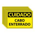 Combo 6 Placas De Sinalização Cuidado Cabo Enterrado 30x20 Ecom IA - SC66 F9e