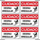 Combo 6 Placas De Sinalização Cuidado Degrau Irregular 30x20 Ekomunike - S-216/1 F9e