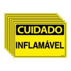 Combo 6 Placas De Sinalização Cuidado Inflamável 30x20 Ecom IA - SC54 F9e