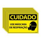 Combo 6 Placas De Sinalização Cuidado Use Máscara De Respiração 30x20 Ecom IA - SC33 F9e