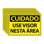 Combo 6 Placas De Sinalização Cuidado Use Visor Nesta Área 30x20 Ecom IA - SC70 F9e