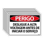 Combo 6 Placas De Sinalização Perigo Desligue A Alta Voltagem Antes De Iniciar O Serviço 30x20 Ecom IA - SP9 F9e