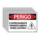 Combo 6 Placas De Sinalização Perigo É Expressamente Proibido Abrir O Painel Elétrico 30x20 Ecom IA - SP73 F9e