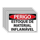 Combo 6 Placas De Sinalização Perigo Estoque De Material Inflamável 30x20 Ecom IA - SP27 F9e