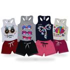 Combo 8 Peças Menina Verão Conjunto Infantil 4 Blusas + 4 Shorts em Moletinho 1 a 8 Anos