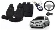 Combo Aconchego Premium Clio 2012-2018 + Volante + Chaveiro Tecido