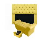 Combo Cabeceira Mirage e Calçadeira Baú Veneza King 195 cm Suede Amarelo - DL Decor