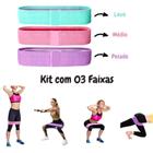 Combo com 03 Faixas Elástica Exercícios Musculação Ginástica