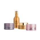 Combo Com 1 Shampoo Line Golden 300ml + 1 Máscara Super 300g + 1 Máscara SOS 300g + 1 Máscara Line Golden 300g