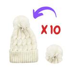 Combo com 10 Touca de Frio com Pompom Cor Branca Confortável