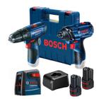 Combo Furadeira Parafusadeira GSB 120-LI e Chave de Impacto GDR 120-LI 12V 2 Baterias Carregador Bivolt e Nível a Laser 12MTS BOSCH