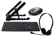 Combo Homeoffice Suporte Notebook, Headset Bright, Teclado e Mouse com fio MULTI - Masticmol,Multilaser e Bright