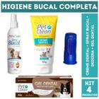 Combo Kit Higiene Dental Completa Creme Dental + Spray Bucal + Gel Dental + Dedeira para Cães e Gatos + Dedeira