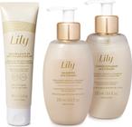 Combo Lily Acetinados: Shampoo 250ml + Condicionador 250ml + Sérum Leave-in 100ml
