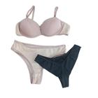 Combo Lingerie Feminino Com 2 Calcinhas 1 sutiã com Bojo Rendado