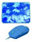 Combo Mouse e Mousepad Tie Dye MC200-2400 dpi - Azul - OEX TEEN