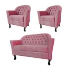 Combo Namoradeira Com 2 Poltronas Para Consultório Clínica Júlia Suede Rosa - DL Decor