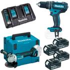 Combo parafusadeira dhp482z+ esmerilhadeira dga504z + bateria + carregador 110v + maleta - makita