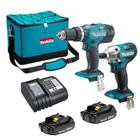 Combo parafusadeira/furadeira bateria 18,0v makita