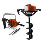 Combo Perfurador de Solo 52cc 2,5HP Gasolina com Broca 80x20cm + Furadeira de Mourão 1HP Carbon Fak