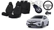 Combo Personalizado Tecido Capas Estofado Assentos Honda City 19-24 + Volante + Chaveiro