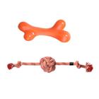 Combo Pet - Osso de Nylon Sabor Carne e Brinquedo Corda Com Bolinha M Mimo - PP163K