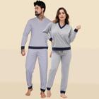 Combo Pijama De Casal Com Punho de Malha Inverno