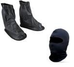 Combo Polaina Bota Galocha Protetor Calçado Chuva Moto Motoboy + Touca Capuz Ninja Balaclava Frio Inverno