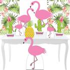 Combo Prata Flamingo Totem Display Festa Aniversário