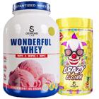 Combo Pré Treino 300g Crazy Clown (Abacaxi) + Wonderful Whey 3w 900g (Morango) - Demons Lab