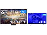 Combo Smart TV 75” 8K Neo QLED Samsung Big TV - QN75QN800 + Smart TV 43” UHD 4K LED 43DU7700