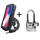 Combo Suporte com Case e USB para Motos e Cadeado Cromado com Alarme Antifurto