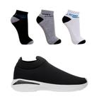 Combo Tênis Academia Esportivo Slip On 3 pares de Meias