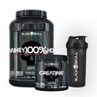 Combo Whey 100%HD 900g, Creatina Monohidratada 150g e Coqueteleira BlackSkull