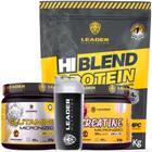 Combo Whey Hi-Blend Protein 1.8kg + Glutamina Pura 300g + Creatina Pura 300g + Coqueteleira - Leader Nutrition