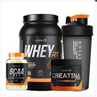 Combo Whey Protein Concentrado BAUNILHA - Creatina - BCAA - Coqueteleira - Fullife Nutrition - Aumento de Massa muscular