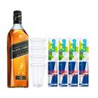 Combo Whisky Black Label 1L + 4 Red Bull + 4 Água De Coco