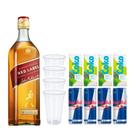 Combo Whisky Red Label 1L + 4 Red Bull + 4 Águas De Coco
