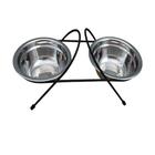 Comedor Pet Para Cão Gato Aramado Black Com 2 Potes M Stolf