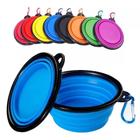 Comedouro Bebedouro Silicone Retrátil Para Cães Ou Gatos (AZUL)