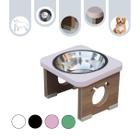 Comedouro Cachorro Pet MDF Elevado Colors Rose - Inox