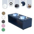 Comedouro Duplo Gato Elevado Cachorro Pet MDF Luke Space Gray - Inox