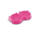 Comedouro Duplo Gato Luxo Pet Injet 250 ml - Rosa