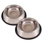 Comedouro E Bebedouro Inox Para Pet Cão Golden Shitzu 2 Uni 600ml + 1 Uni 1 Litro