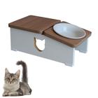 Comedouro Elevado Gato Base Hibrido Bebedouro PetMDF - Porcelana