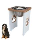 Comedouro Para Cachorro Grande Elevado Pet MDF 30 cm - Inox