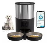 Comedouro Pet Robotizado Alimentador Duplo Inteligente 5L APP Wifi Alto Falante Temporizador Cachorro Gato - New Pet