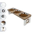 Comedouro Triplo Elevado Cachorro Pet MDF - Inox